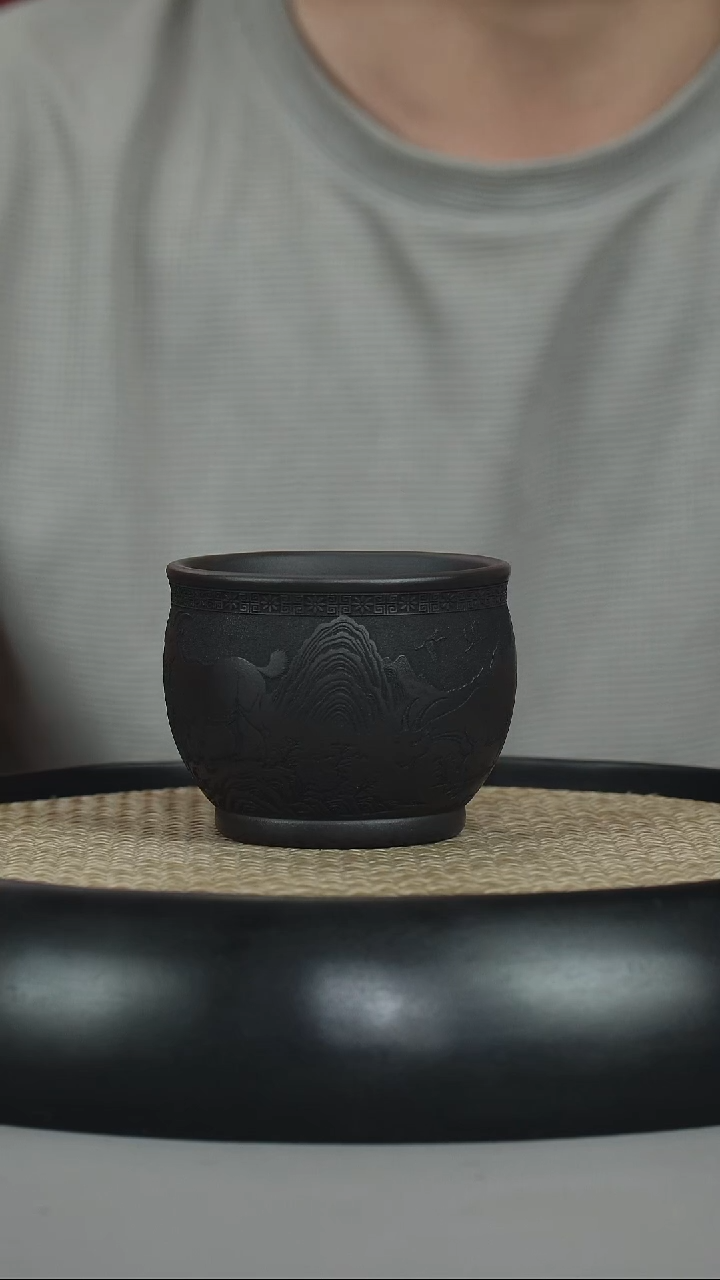 茶壶紫砂 石黄 三羊献瑞杯