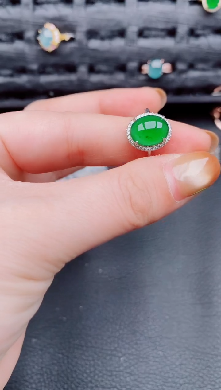 【闪购商品】翡翠戒指银S925镶嵌天然a货翡翠630