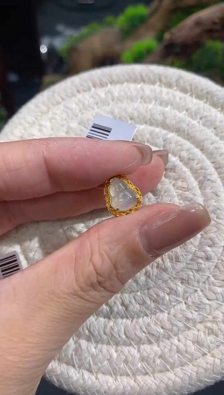 颈饰银S925镶嵌翡翠净货14813