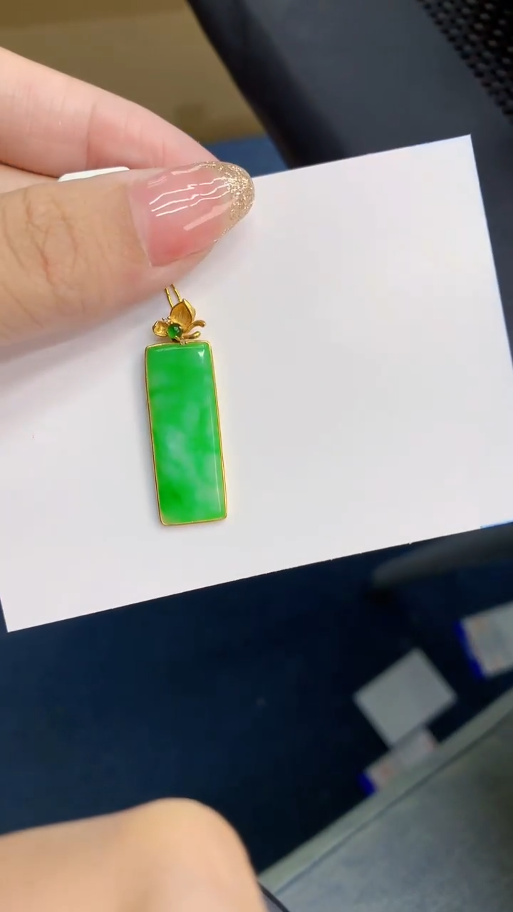 【闪购商品】翡翠18K金镶嵌颈饰            8
