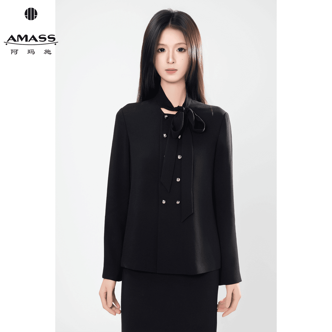 AMASS/阿玛施新款轻职场高级时尚气质通勤法式长袖衬衫530068   