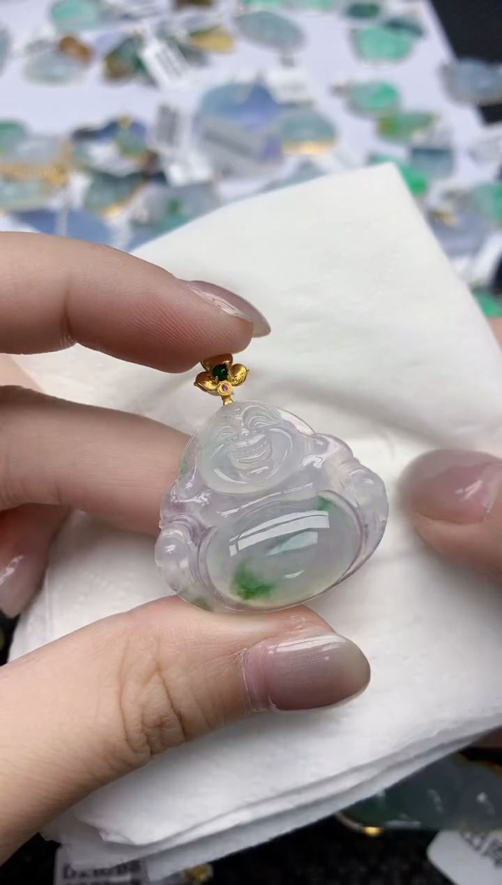 【闪购商品】翡翠颈饰18K金镶嵌天然翡翠A货