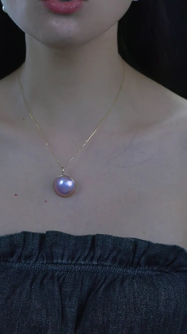 18K金镶嵌拼合珍珠（马贝珠）颈饰海水马贝珍珠吊坠多样性