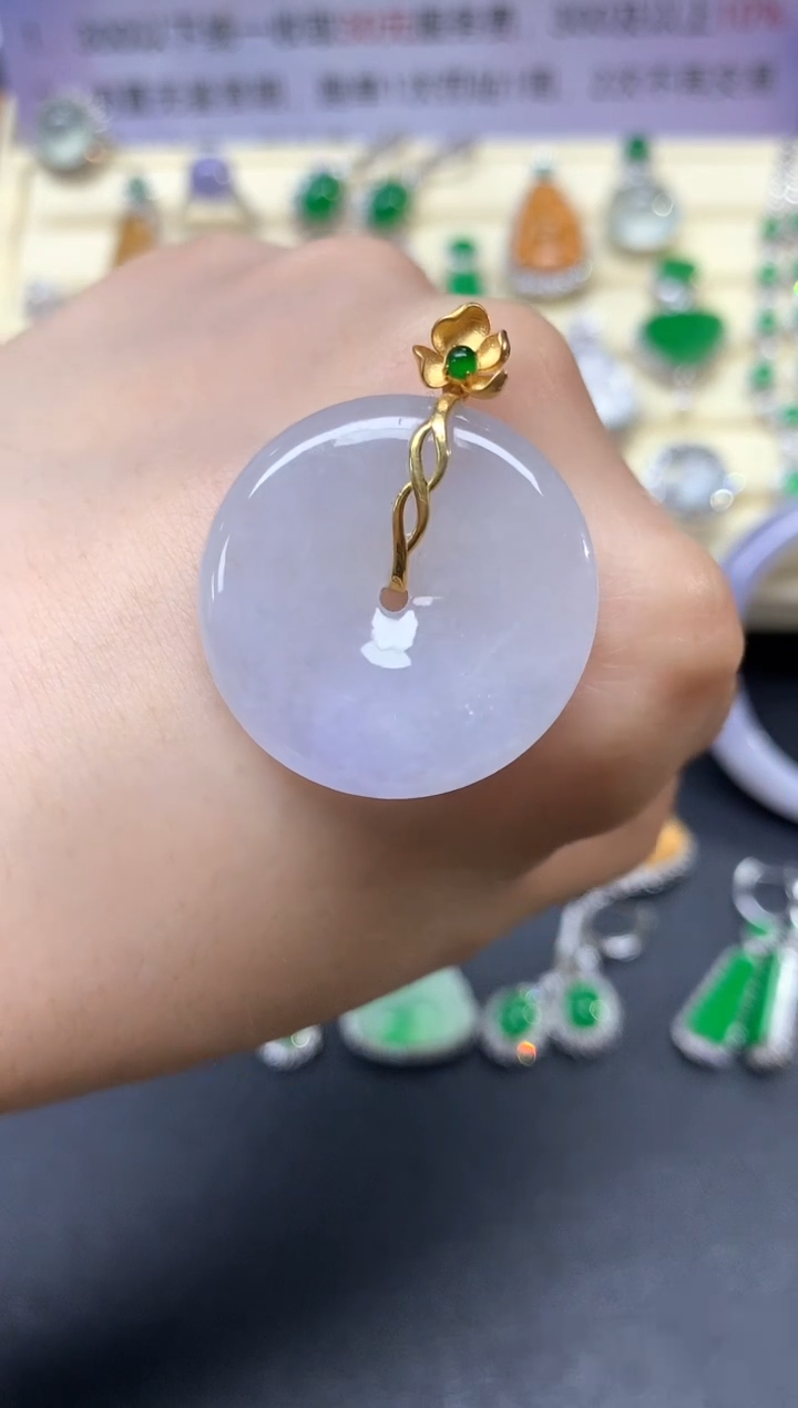 【闪购商品】翡翠吊坠(不含链)18K金镶嵌吊坠|600+60