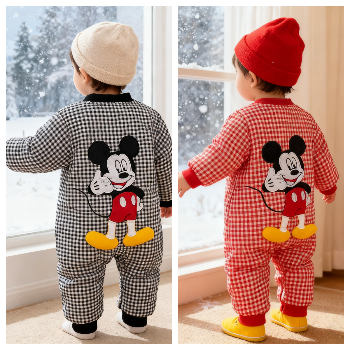 J新款加绒加厚男女宝可爱造型保暖满月百天周岁外出爬服哈衣D99