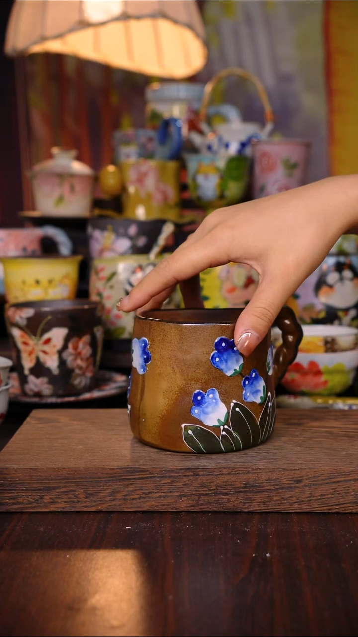 杯子陶泥垚手作 景德镇手工手绘陶瓷器物