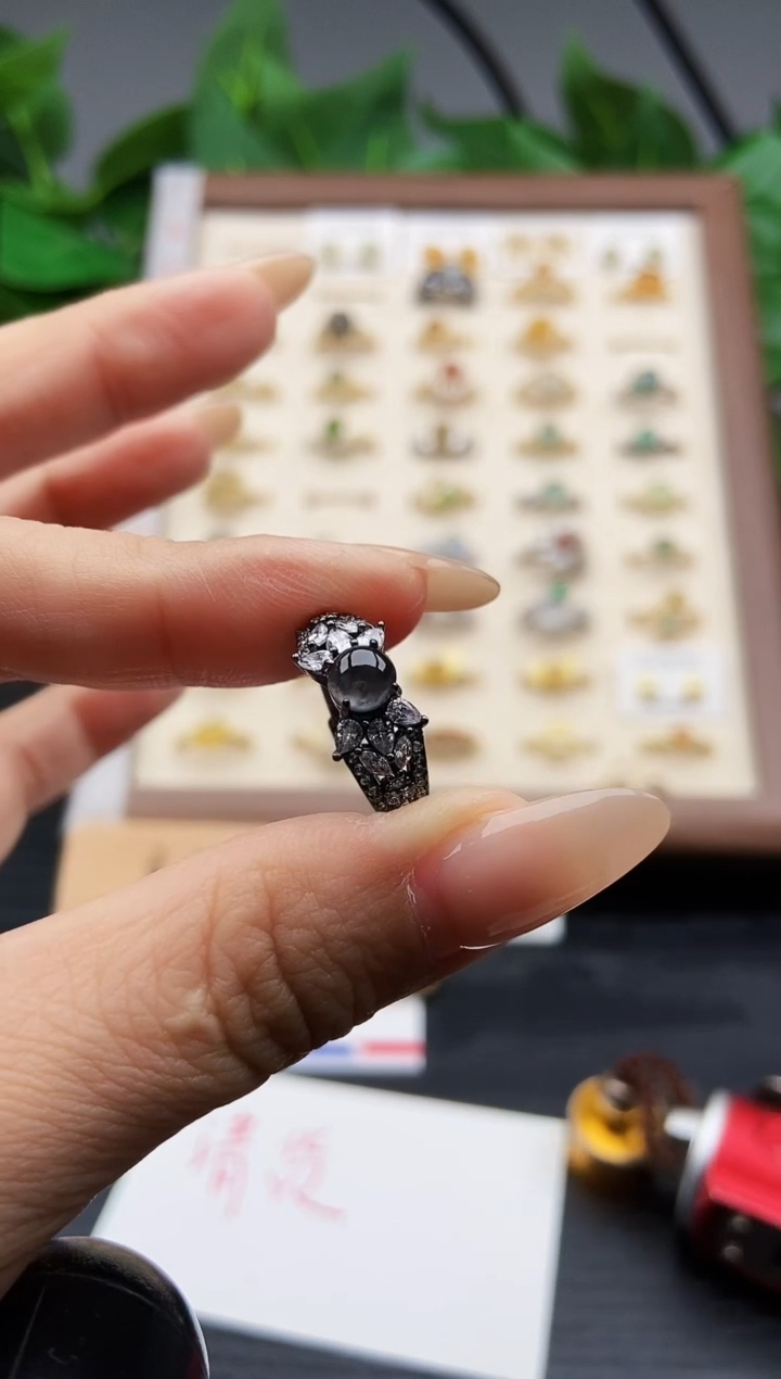 银S925镶嵌戒指翡翠12