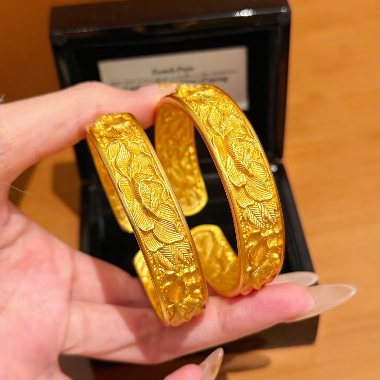 铜合金手镯 新中式国潮古法【宽版牡丹花手镯】精致百搭泥鳅背镯子