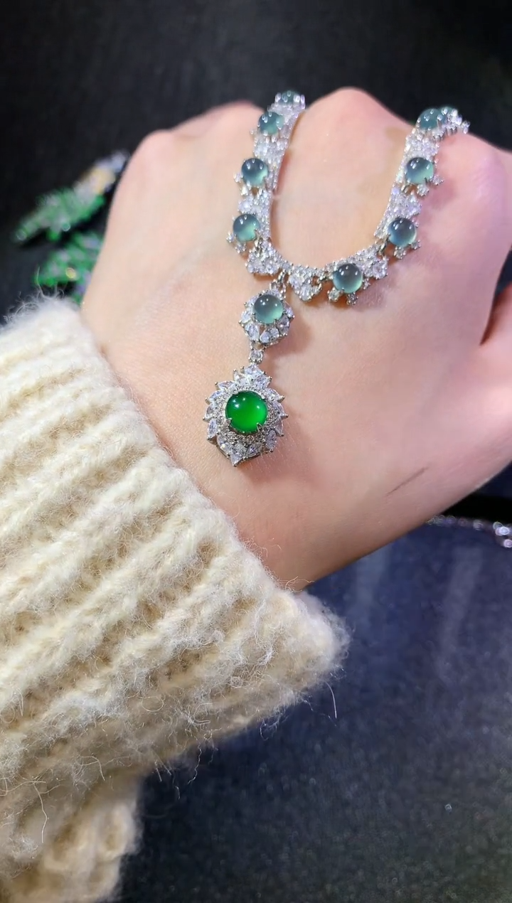 【闪购商品】翡翠颈饰银S925镶嵌220-套链