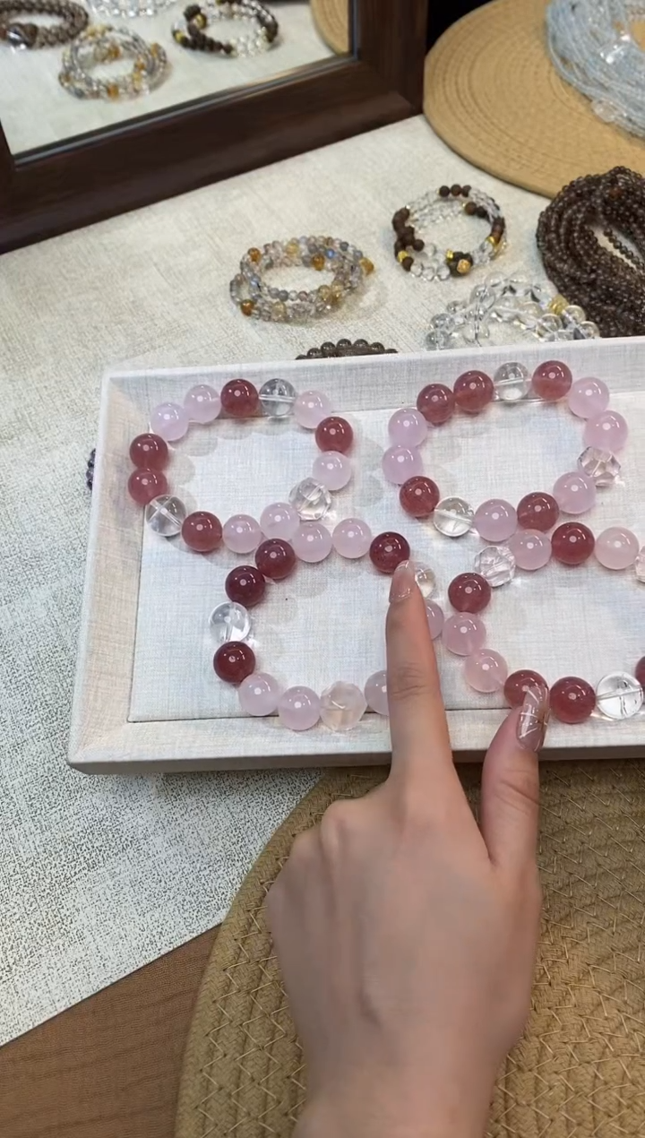 合金手链水晶《桃野仙踪》冰橘菠萝珠草莓设计款14-15mm多样性发一