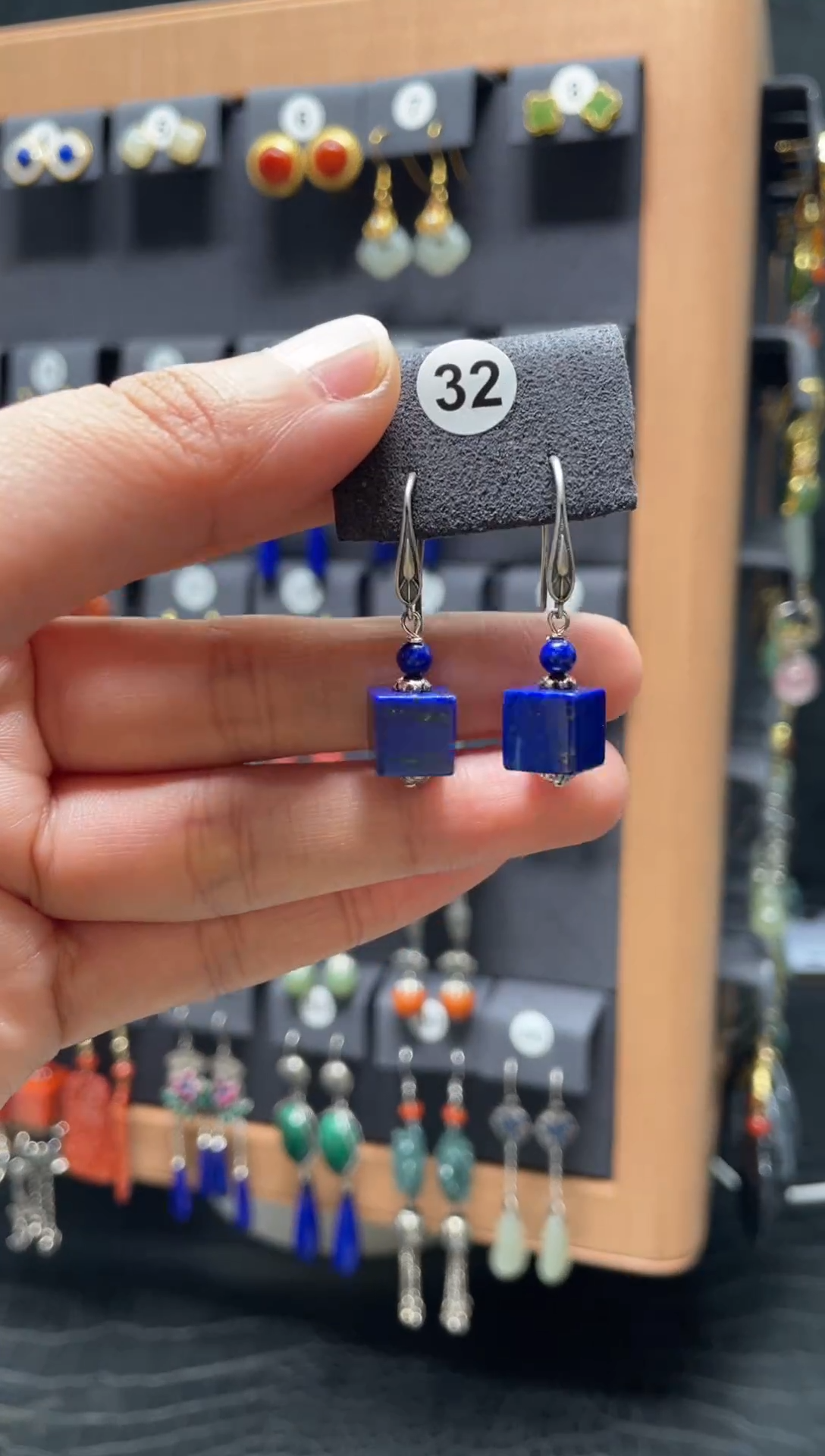 【闪购商品】青金石耳饰银S925镶嵌0032