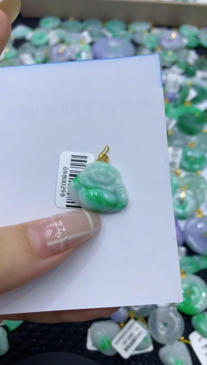 颈饰18K金镶嵌翡翠天然缅甸翡翠A货