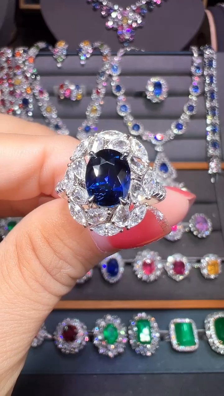 AIGS无烧皇家蓝蓝宝石18K金镶嵌2.17ct