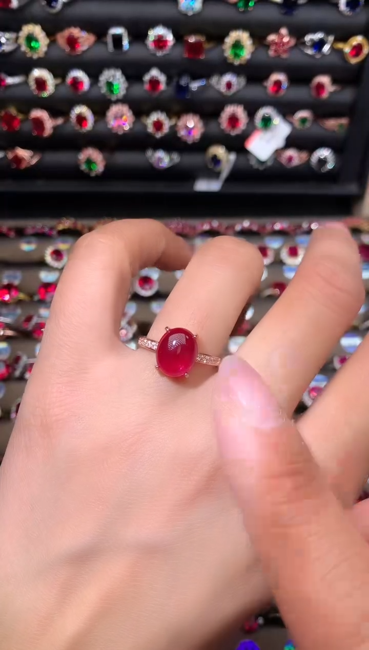 【闪购商品】红宝石戒指银S925镶嵌蛋面