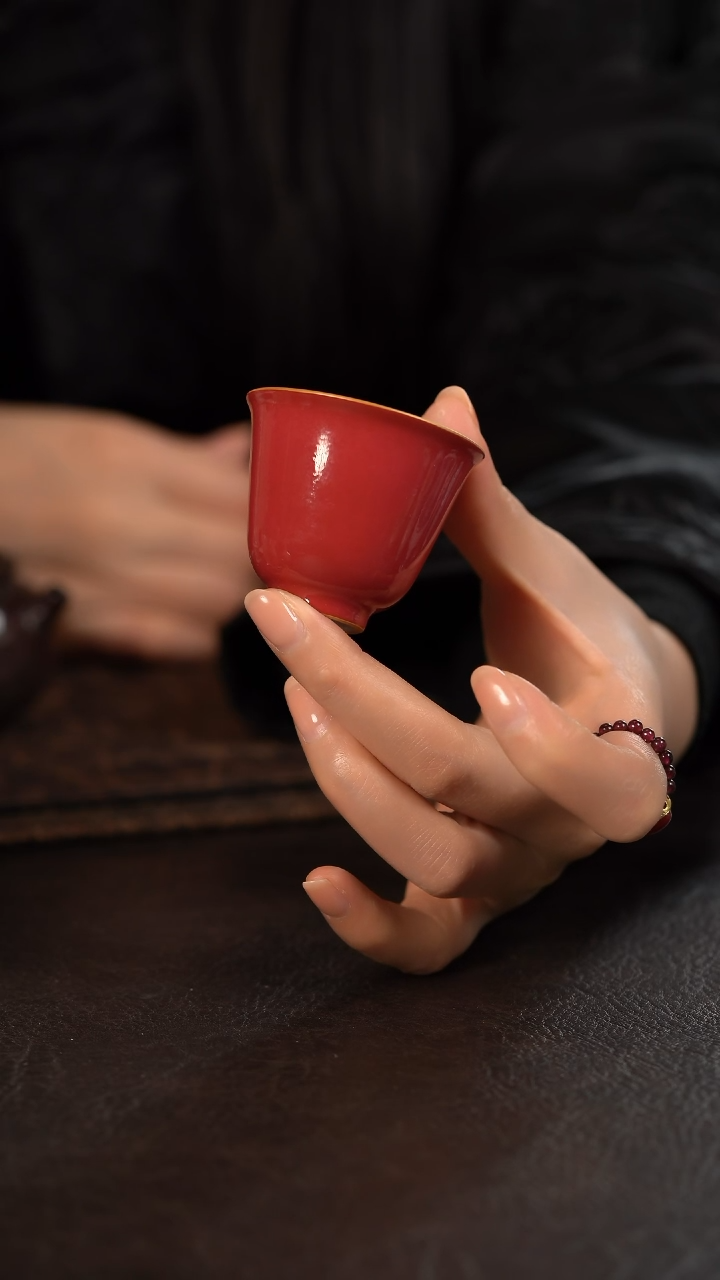 【闪购商品】杯德韶轩胭脂水描金纯色小闻香杯