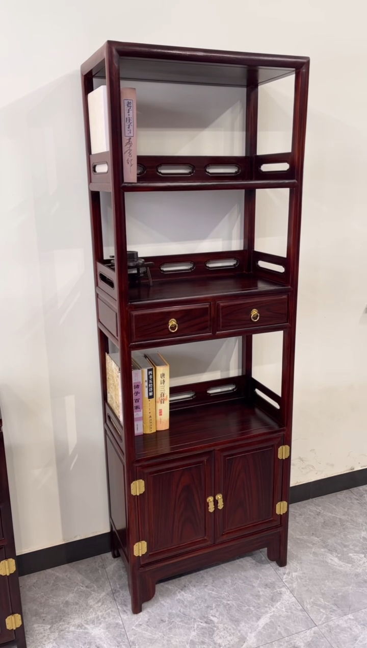 黑酸枝木类成套家具书架63-33-178