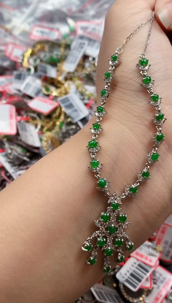 银S925镶嵌戒指翡翠天然A货缅甸翡翠