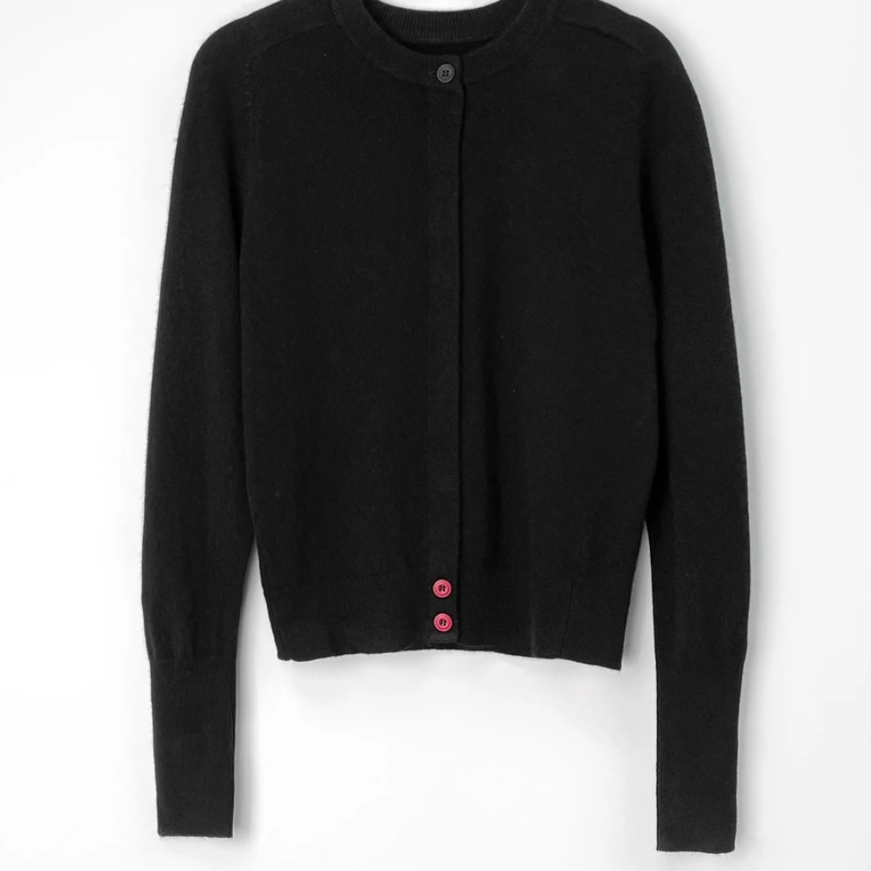 下摆彩扣羊毛针织开衫（凉水手洗 平铺晾干 起球）