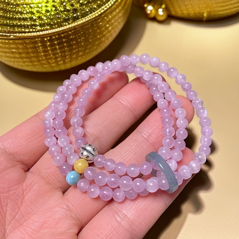 原创薰衣草紫水晶三圈手链