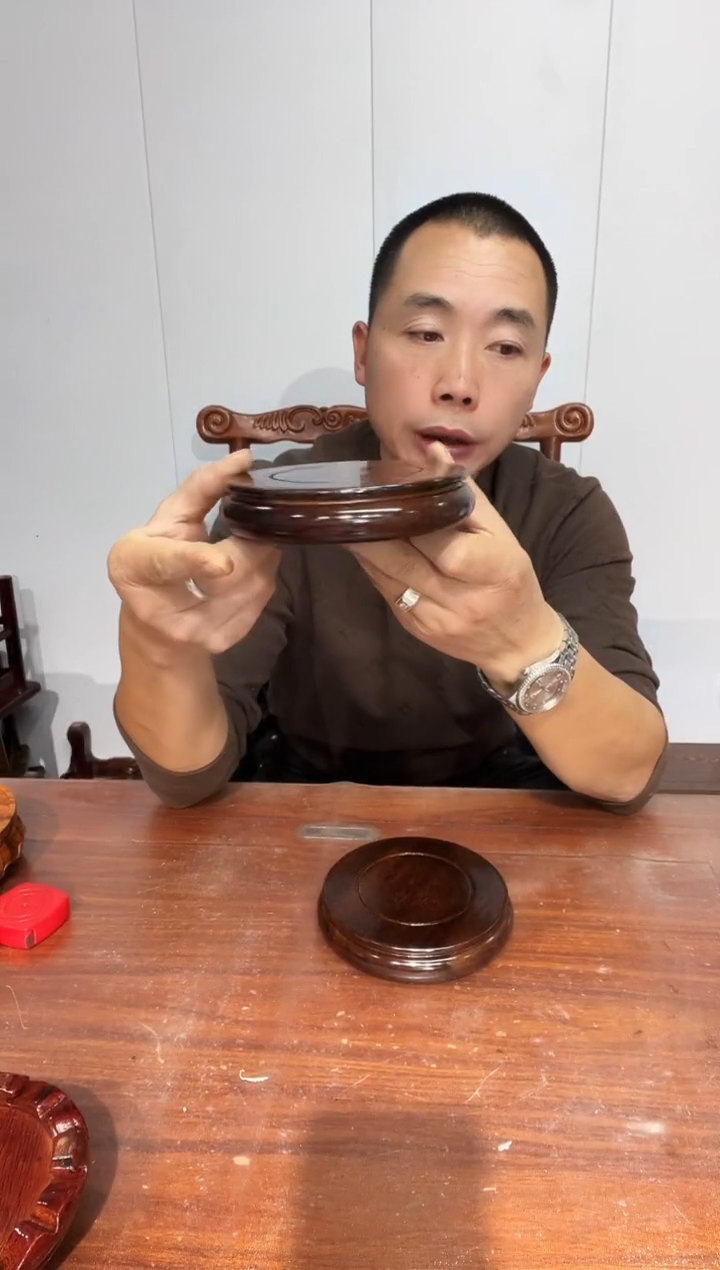 木非花整木黑圆13*14*2.6一对  独圆