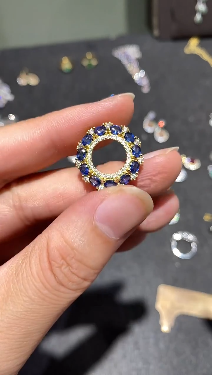 颈饰蓝宝石银S925镶嵌吊坠