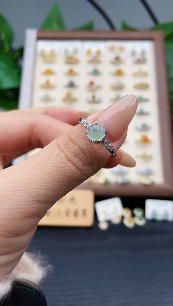 银S925镶嵌戒指翡翠12