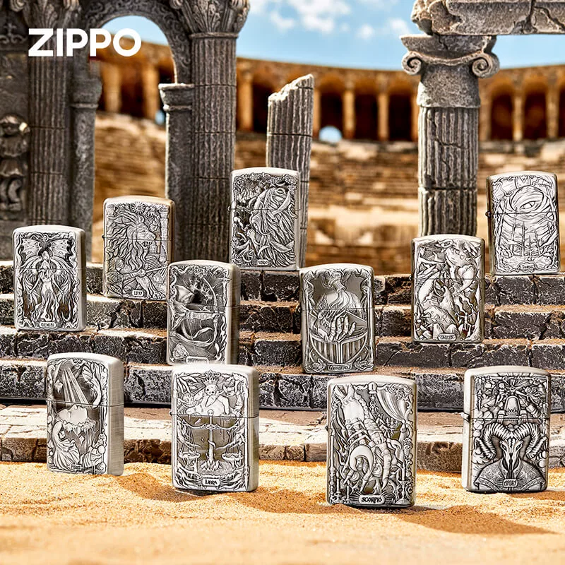 【十二星座秘典系列】ZIPPO正品个性拉丝煤油打火机送男生走心礼物