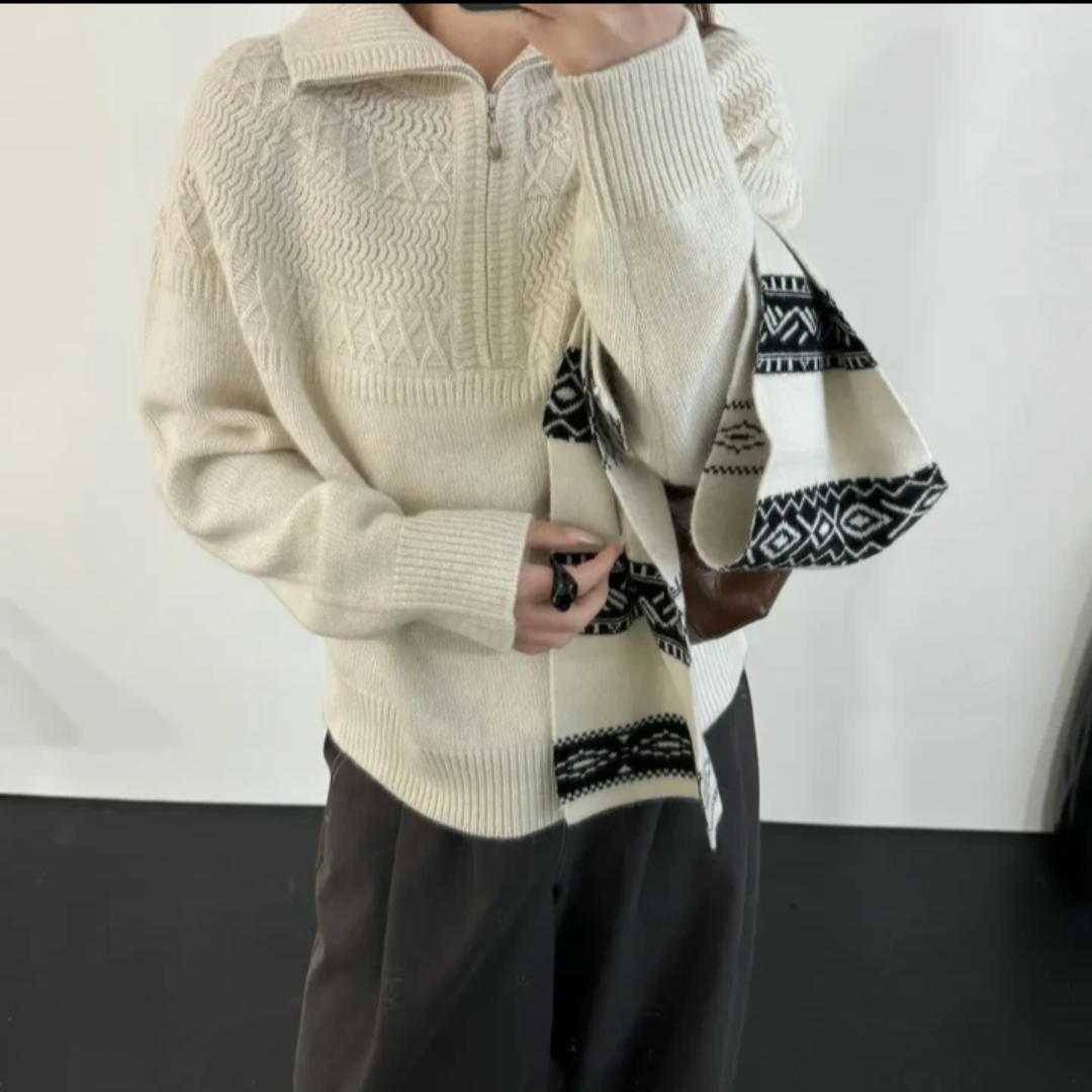 【羊毛针织】显瘦保暖半拉链厚款羊毛针织衫 9263