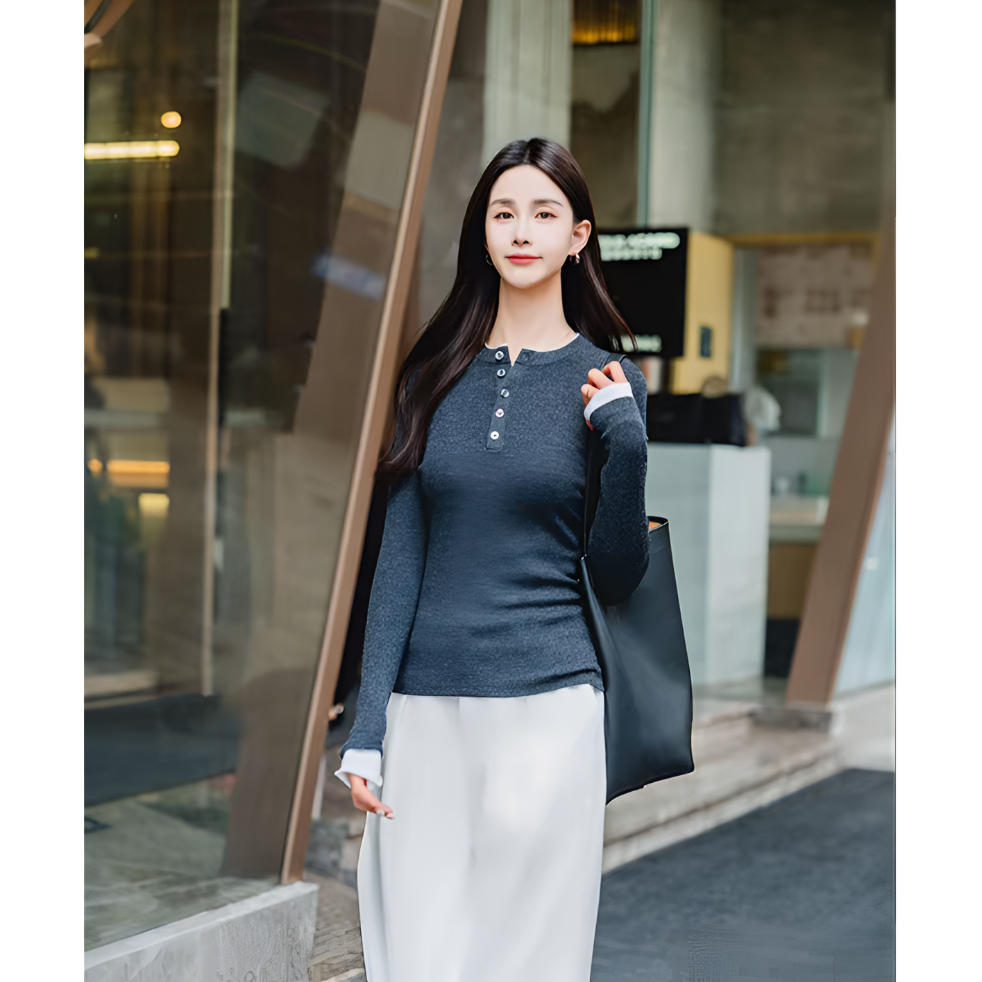 哥弟早秋新款时尚气质舒服百搭休闲套头长袖针织衫138078