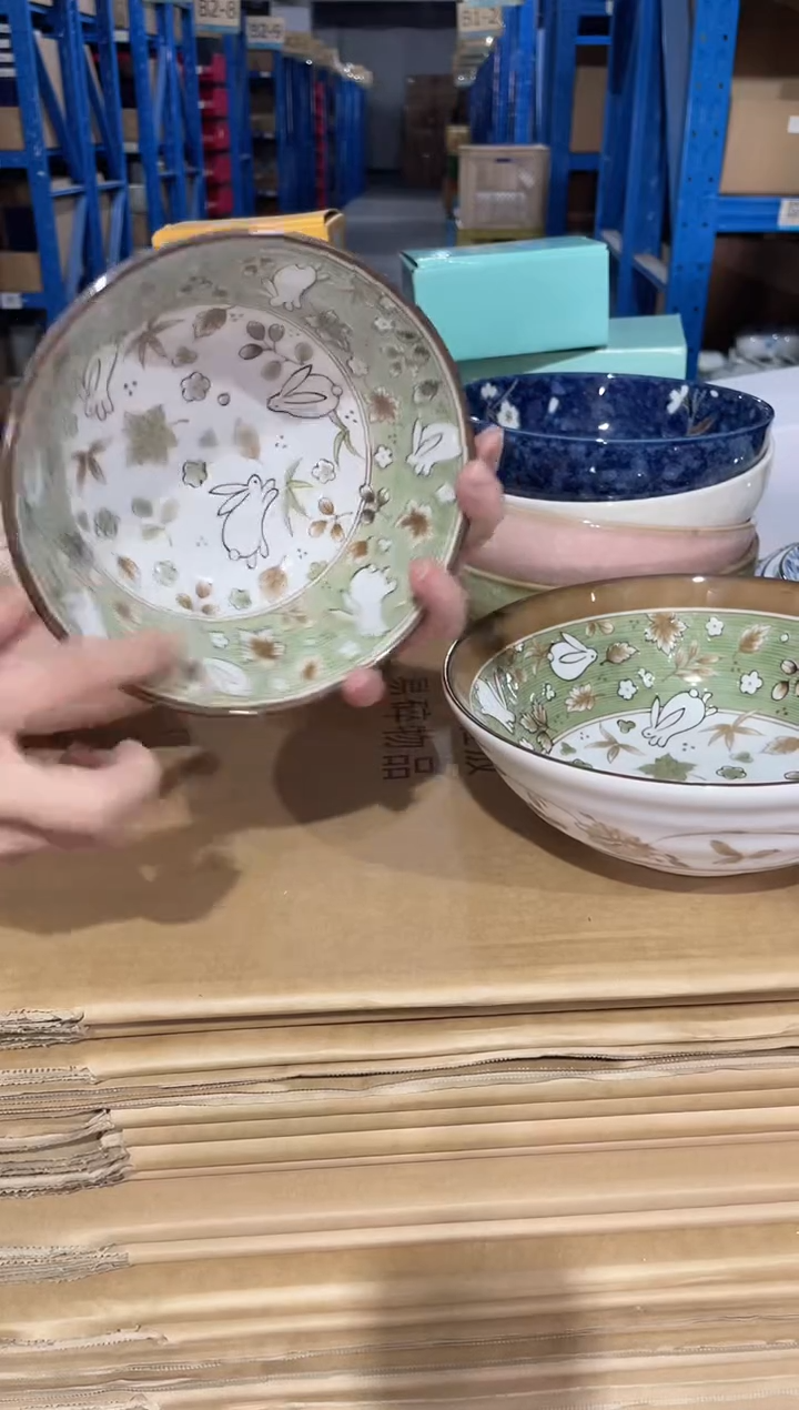 陶瓷【2支】6英寸碗绿色玉兔