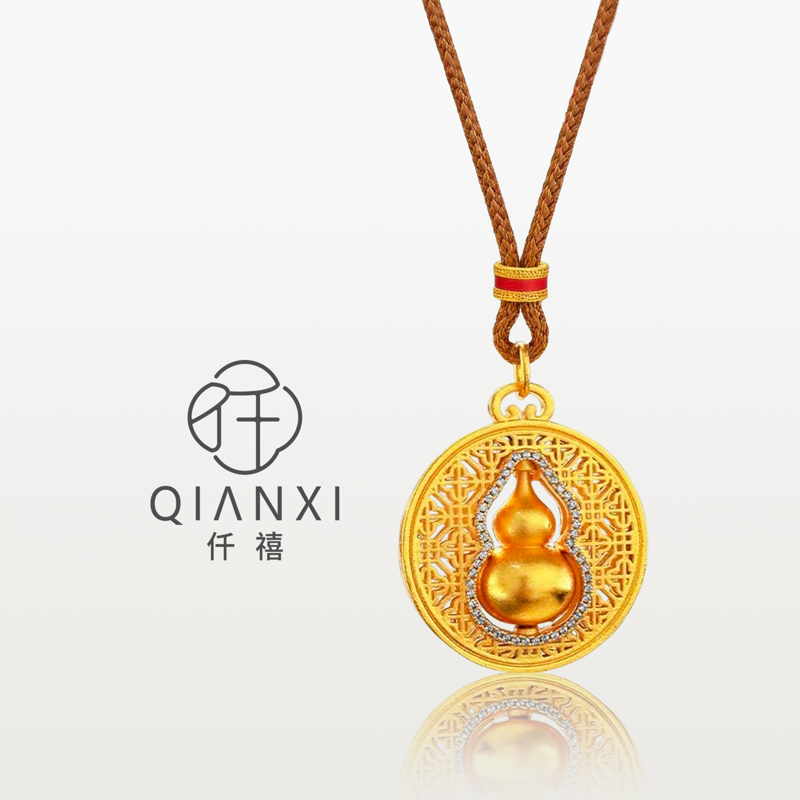 古法葫芦罗盘可转动葫芦吊坠毛衣链