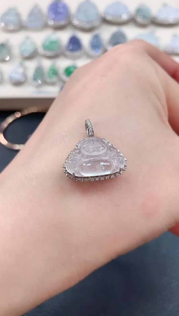 【闪购商品】翡翠吊坠(不含链)18K金镶嵌b18       