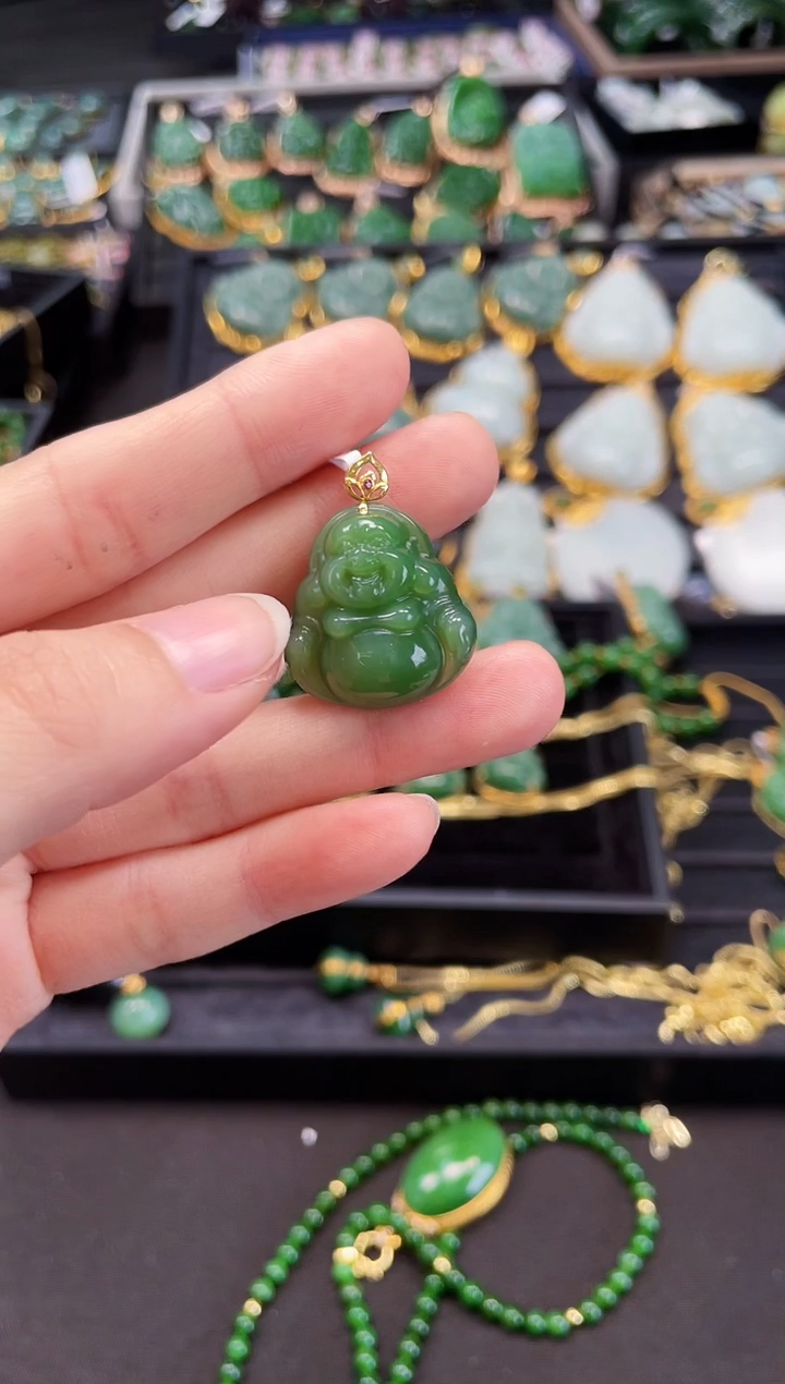 【闪购商品】和田玉吊坠18K金镶嵌25MM 多样性发一Z