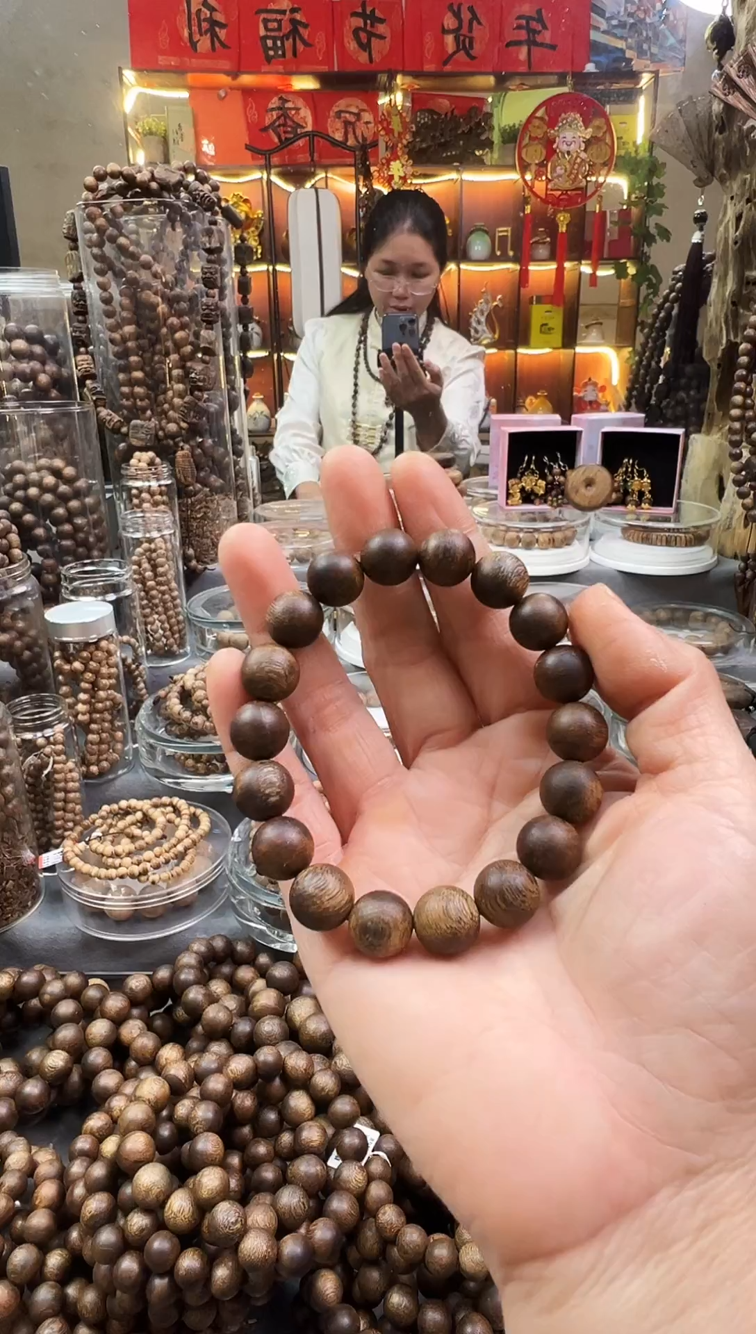 沉香手串钟***娃棋楠白露圆珠单圈