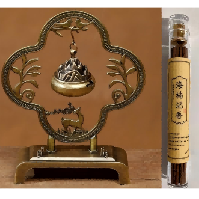 XL  一鹿升连小祥云盘香炉+金盖海楠沉香ZH  1516