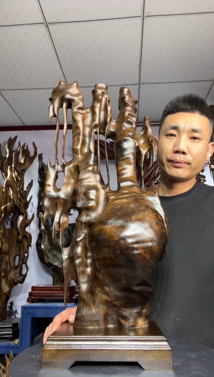 金丝楠木雕款如*金丝楠木工艺品摆件