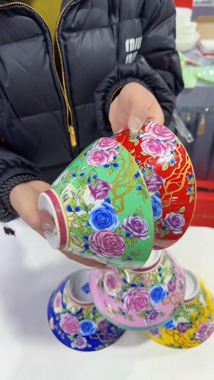 【闪购商品】瓷片斗笠碗6英寸面碗混色2个