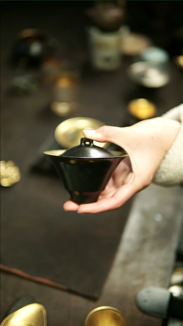 【闪购商品】松风舍黑金斗笠盖碗