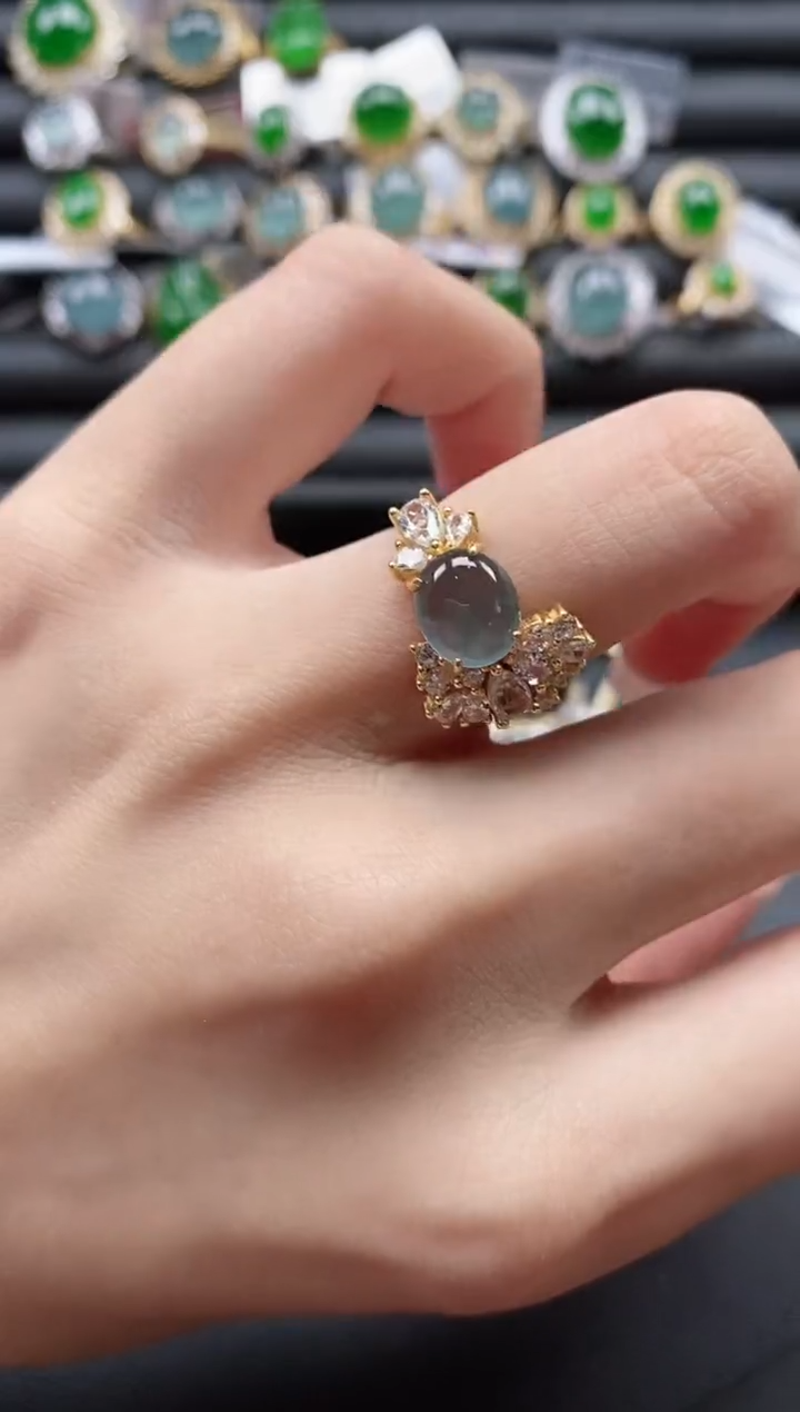 【闪购商品】翡翠戒指银S925镶嵌51511