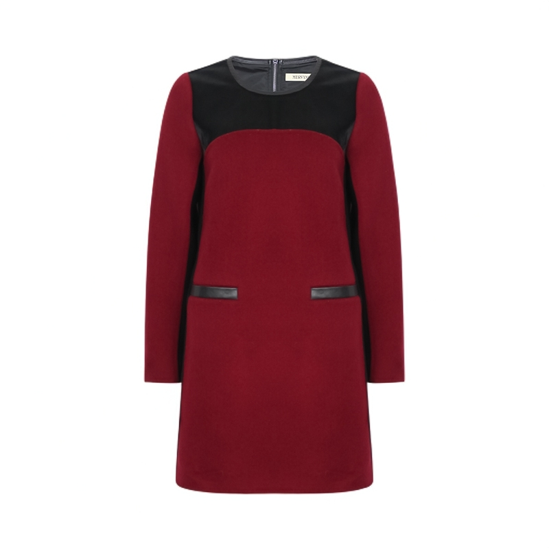 长袖羊毛连衣裙中长款秋冬款