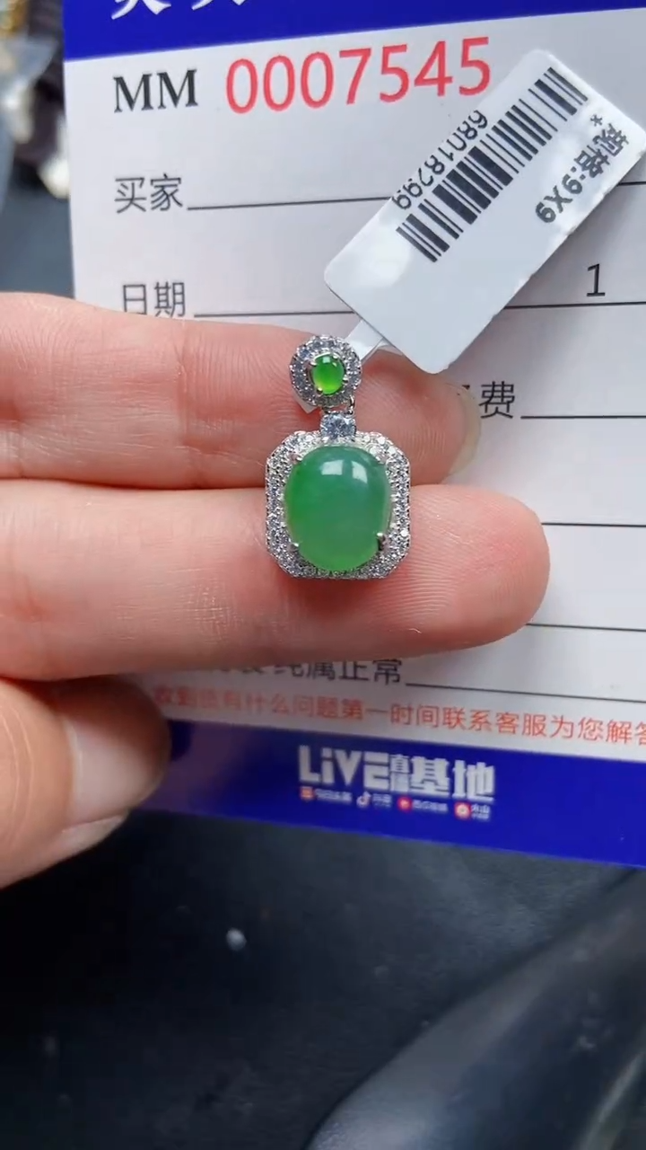 颈饰银S925镶嵌翡翠7545