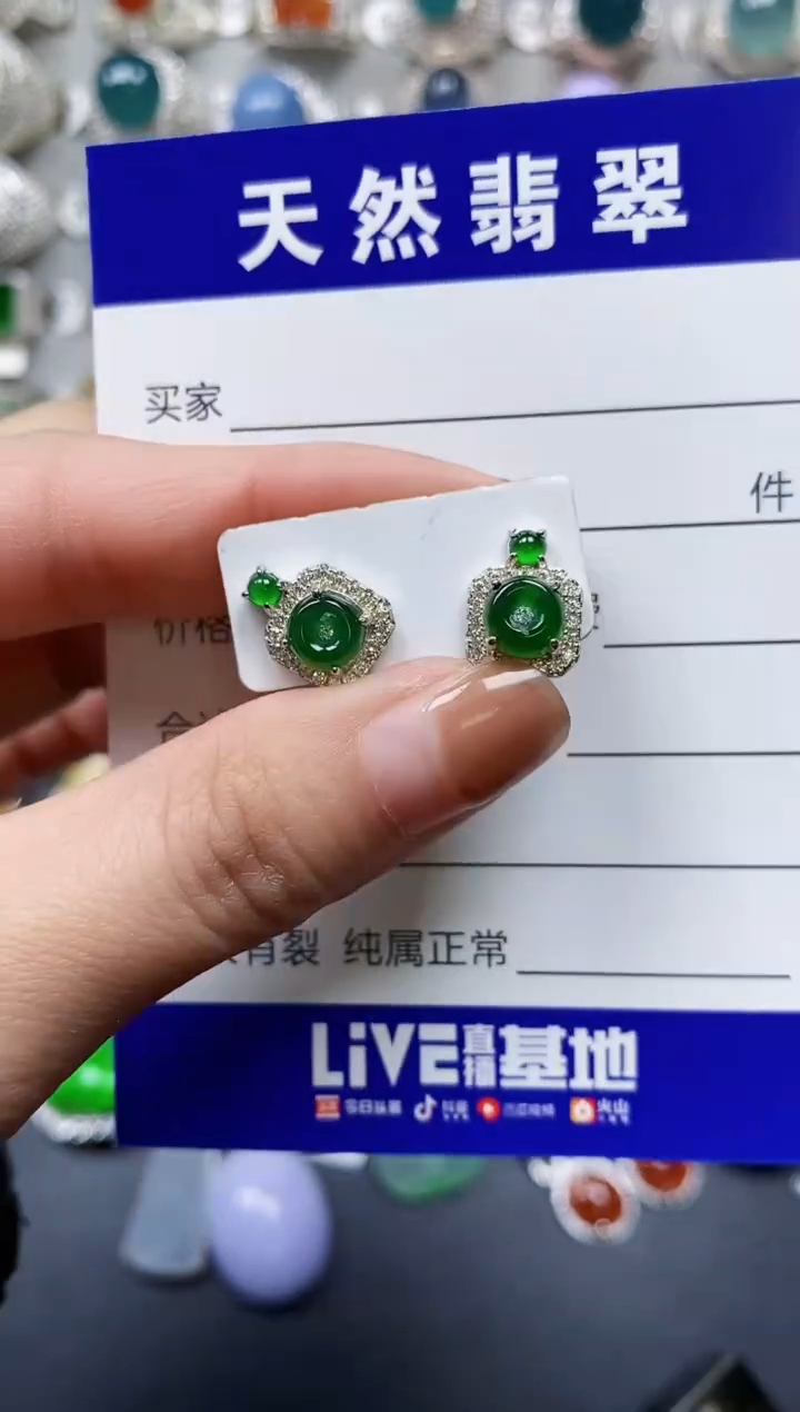 【闪购商品】翡翠耳饰银S925镶嵌0122