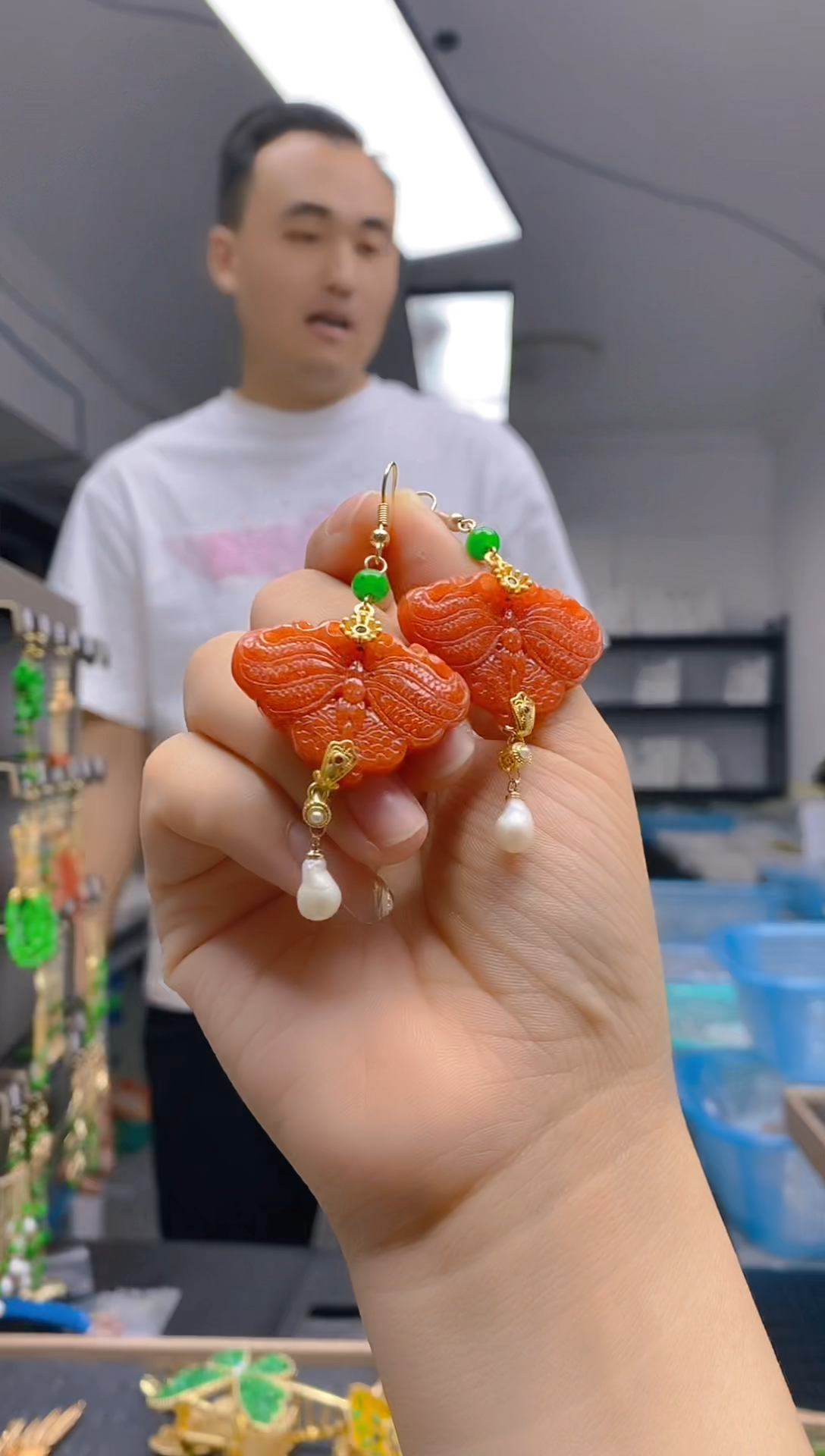 【闪购商品】翡翠耳饰合金0259翡翠耳钩