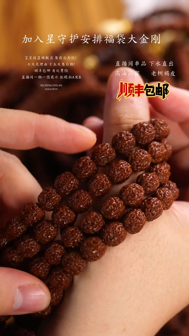 吊坠金刚菩提玺呈枝蓝•喜哥自玩原桩一代龙108 9.5mm