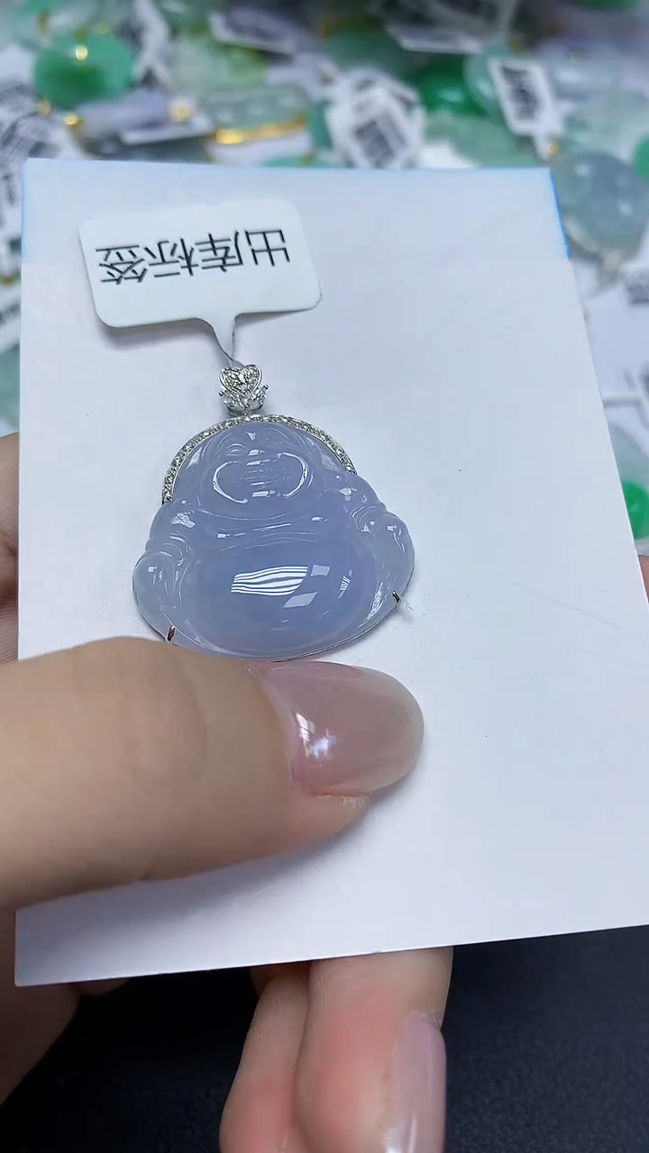 翡翠18K金镶嵌颈饰天然缅甸翡翠A货