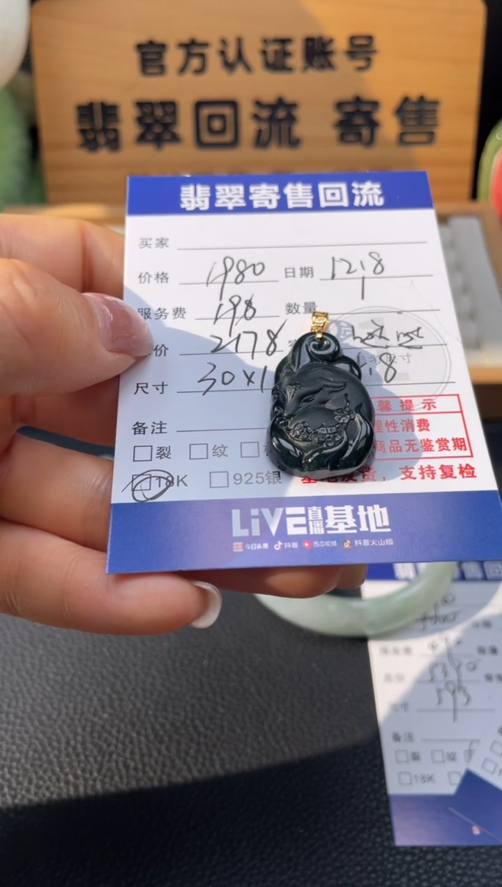 颈饰18K金镶嵌翡翠10151604