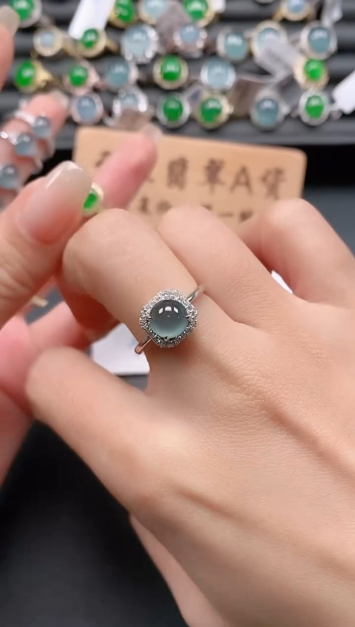 银S925镶嵌戒指翡翠111