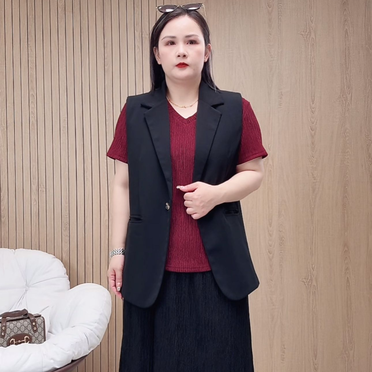 侧面双开叉【马夹】洋气马甲女外穿百搭秋季韩版西装女士显瘦马夹女