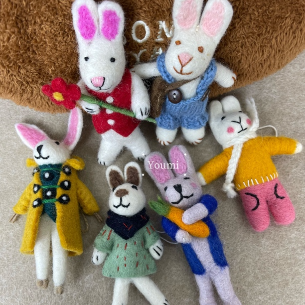 【兔子系列】羊毛毡挂件尼泊尔兔子手工制作动物玩偶礼物包包挂件