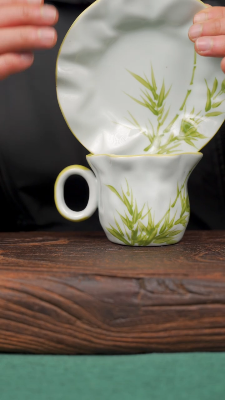 【闪购商品】瓷片景德镇杯釉下手工手绘瓷器 竹子咖啡杯